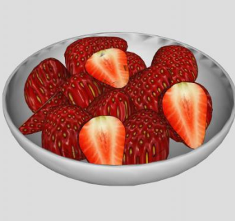碟子里的草莓水果食物SU模型下载_sketchup草图大师SKP模型