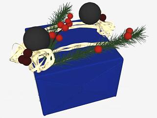 圣诞节蓝色礼盒SU模型下载_sketchup草图大师SKP模型