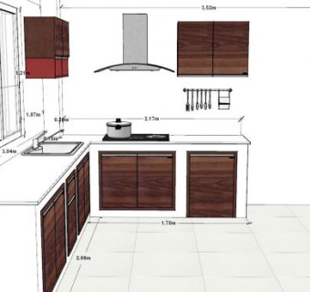 厨房橱柜冰箱吸油烟机家具SU模型下载_sketchup草图大师SKP模型
