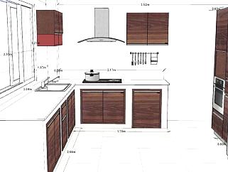厨房橱柜冰箱吸油烟机家具SU模型下载_sketchup草图大师SKP模型
