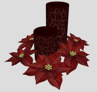 一品红圣诞花圣诞蜡烛SU模型下载_sketchup草图大师SKP模型