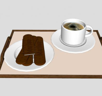 咖啡杯碟子托盘SU模型下载_sketchup草图大师SKP模型