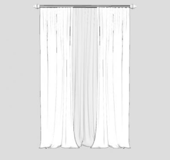 白色窗帘窗帘杆SU模型下载_sketchup草图大师SKP模型