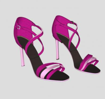 紫色高跟鞋SU模型下载_sketchup草图大师SKP模型