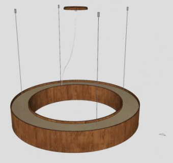 木制圆形吊灯灯具SU模型下载_sketchup草图大师SKP模型