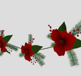 圣诞花松枝拉花装饰品SU模型下载_sketchup草图大师SKP模型