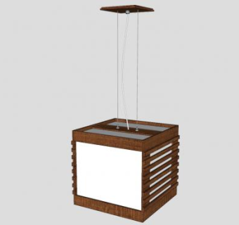 方形木制装饰吊灯SU模型下载_sketchup草图大师SKP模型