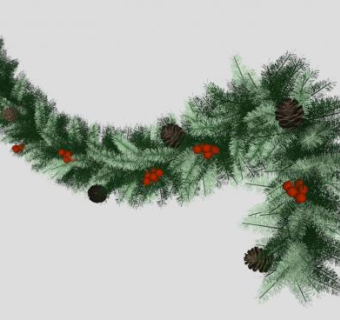 针叶树枝条拉花圣诞饰品SU模型下载_sketchup草图大师SKP模型
