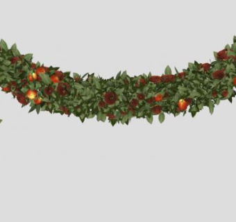 冬青叶红果子拉花圣诞饰品SU模型下载_sketchup草图大师SKP模型