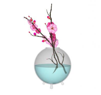 一枝梅梅花插花花瓶装饰SU模型下载_sketchup草图大师SKP模型