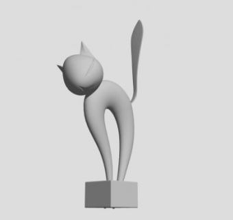不锈钢猫雕塑SU模型下载_sketchup草图大师SKP模型