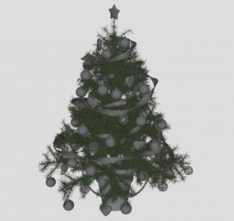 灰色彩灯圣诞树SU模型下载_sketchup草图大师SKP模型