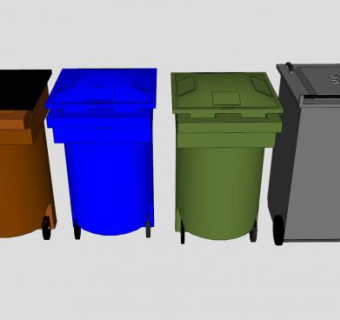 四个环保垃圾桶垃圾箱SU模型下载_sketchup草图大师SKP模型