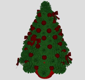 红色彩灯圣诞树装饰品SU模型下载_sketchup草图大师SKP模型