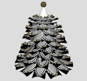 黑色圣诞树装饰品SU模型下载_sketchup草图大师SKP模型