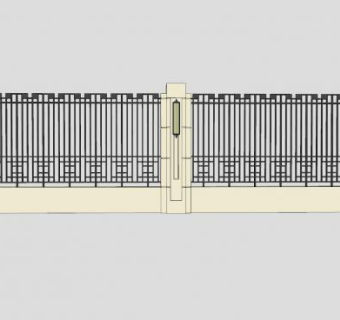 现代围墙铁艺围墙栏杆SU模型下载_sketchup草图大师SKP模型