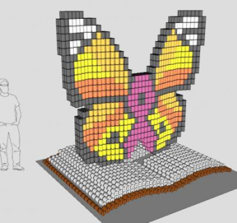 蝴蝶雕塑SU模型下载_sketchup草图大师SKP模型