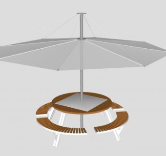 户外遮阳伞圆形桌椅SU模型下载_sketchup草图大师SKP模型