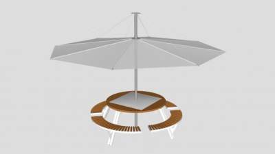 户外遮阳伞圆形桌椅SU模型下载_sketchup草图大师SKP模型