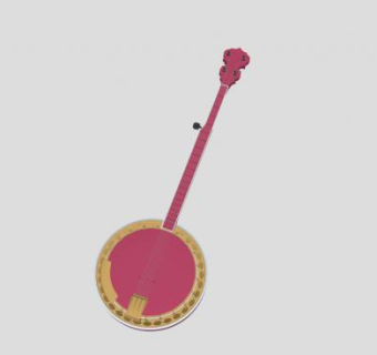 粉色秦琴SU模型下载_sketchup草图大师SKP模型