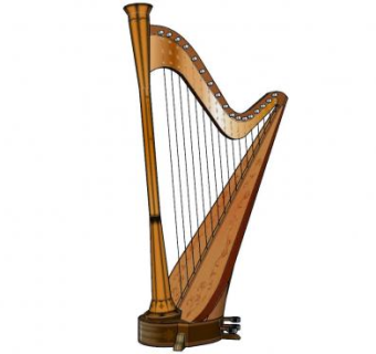 竖琴乐器SU模型下载_sketchup草图大师SKP模型