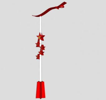 党建红色景观灯SU模型下载_sketchup草图大师SKP模型