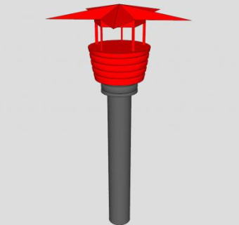 党建红色草坪灯SU模型下载_sketchup草图大师SKP模型