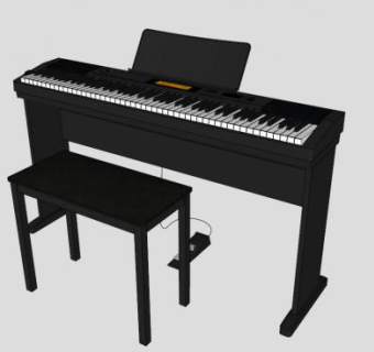 乐器电钢琴SU模型下载_sketchup草图大师SKP模型