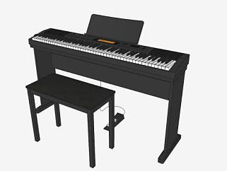 乐器电钢琴SU模型下载_sketchup草图大师SKP模型