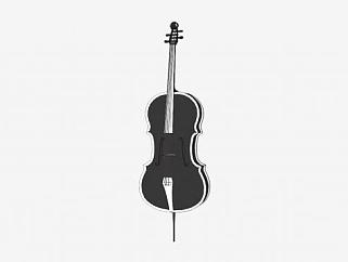 黑色大提琴SU模型下载_sketchup草图大师SKP模型