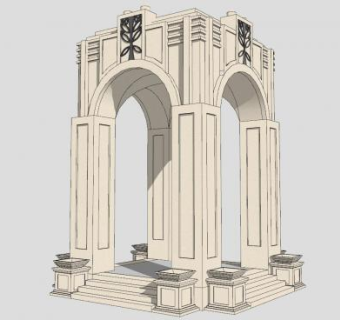 欧式亭子建筑SU模型下载_sketchup草图大师SKP模型