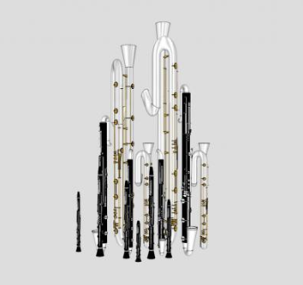 多款木管乐器萨克斯乐器SU模型下载_sketchup草图大师SKP模型