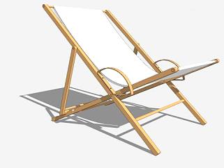 简易躺椅沙滩椅折叠椅SU模型下载_sketchup草图大师SKP模型
