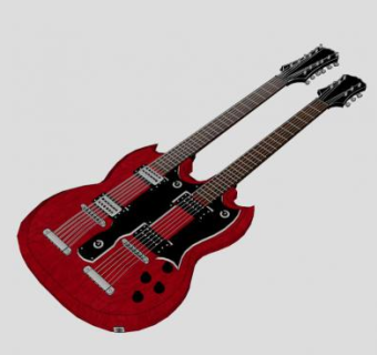 红色电吉他乐器SU模型下载_sketchup草图大师SKP模型
