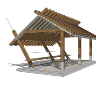 木制玻璃廊架SU模型下载_sketchup草图大师SKP模型