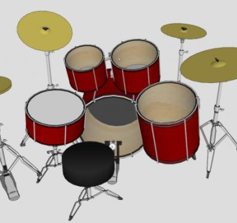 爵士鼓乐器SU模型下载_sketchup草图大师SKP模型