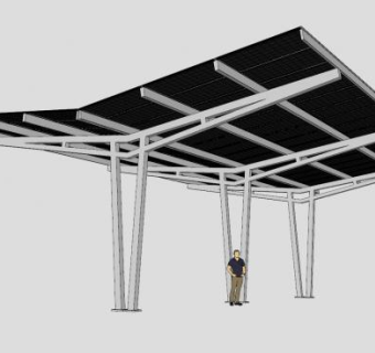 现代停车棚SU模型下载_sketchup草图大师SKP模型