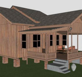 传统木屋住宅SU模型下载_sketchup草图大师SKP模型