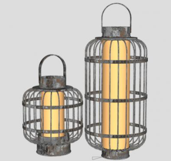 旧灯具蓝灯SU模型下载_sketchup草图大师SKP模型