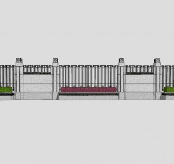 别墅围墙护栏花圃SU模型下载_sketchup草图大师SKP模型