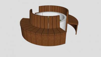 圆形户外景观弧形长凳SU模型下载_sketchup草图大师SKP模型