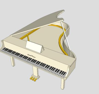 钢琴键盘乐器SU模型下载_sketchup草图大师SKP模型