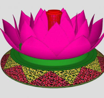 莲花雕塑园艺花圃SU模型下载_sketchup草图大师SKP模型