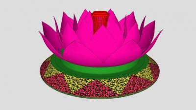 莲花雕塑园艺花圃SU模型下载_sketchup草图大师SKP模型