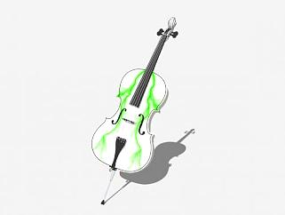 <em>白色</em>大提琴乐器SU模型下载_sketchup草图大师SKP模型