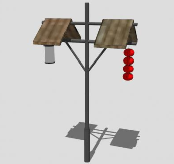 中式古代场景特色路灯SU模型下载_sketchup草图大师SKP模型
