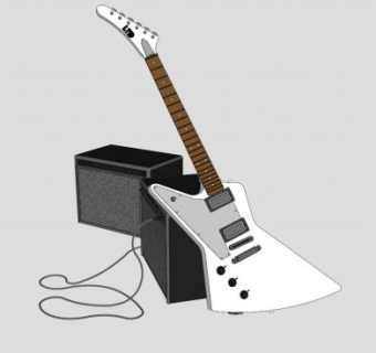 电吉他和音箱SU模型下载_sketchup草图大师SKP模型
