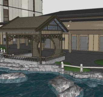 中式别墅住宅建筑sketchup模型下载_sketchup草图大师SKP模型