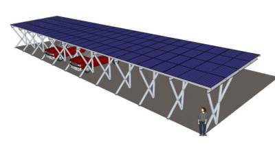 现代支架停车棚架SU模型下载_sketchup草图大师SKP模型