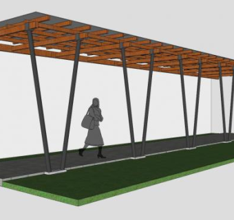 休闲廊架挡棚SU模型下载_sketchup草图大师SKP模型
